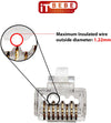 100 pieces gold plated RJ45 Cat6 pass through connectors and 100 pieces grey strain relief boots for 23 AWG cables
