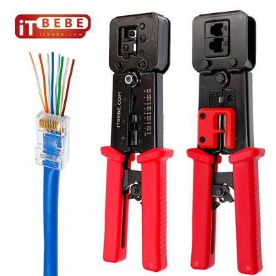 Premium quality passthrough RJ45 Crimping Tool with extra 10 blades and 3 screws