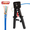 RJ45 Crimping Tool Made of Hardened Steel with Wire Cutter Stripping Blades and Textured Grips