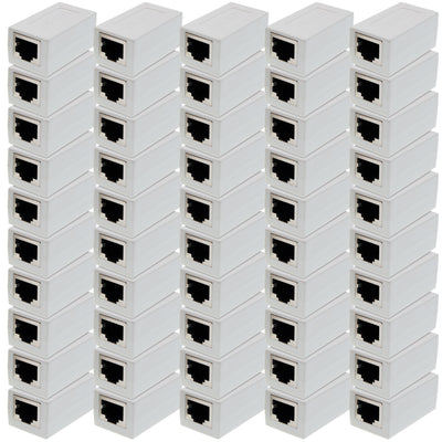 ITBEBE RJ45 in-Line Coupler Connector Cat7 Cat6 Cat5E Ethernet Network Cable Extender Adapter (50-Pieces, White)